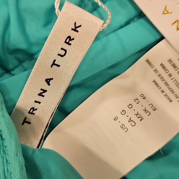 💕TRINA TURK💕 Cabana Plunge One Piece Swimsuit ~ Lagoon Blue 8 NWT - Picture 11 of 13